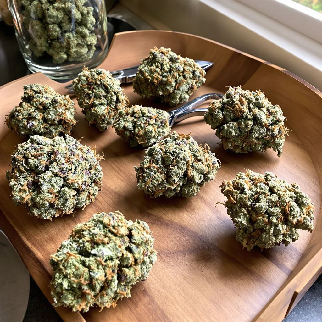 Yoda OG 39% indica / 61% sativa — flor con tricomas visibles