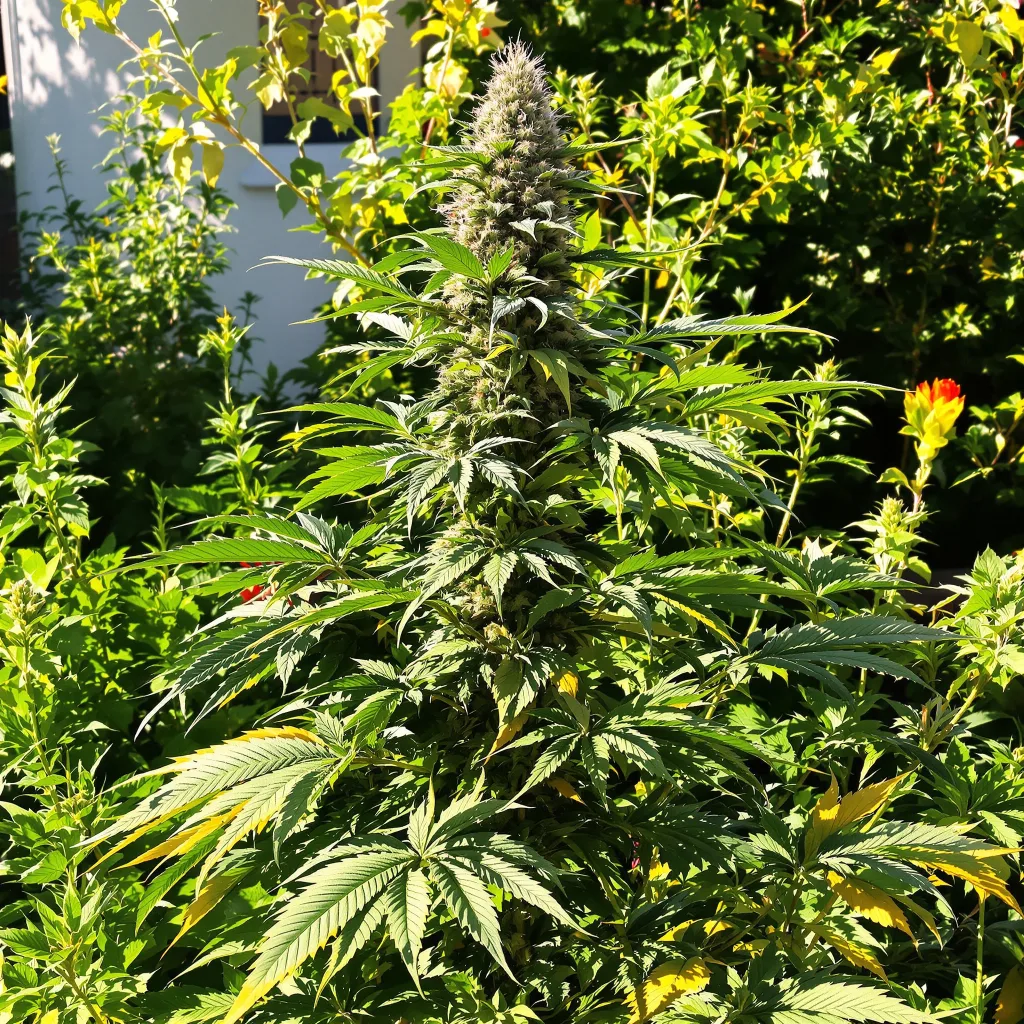 Yoda OG 39% indica / 61% sativa — flor con tricomas visibles