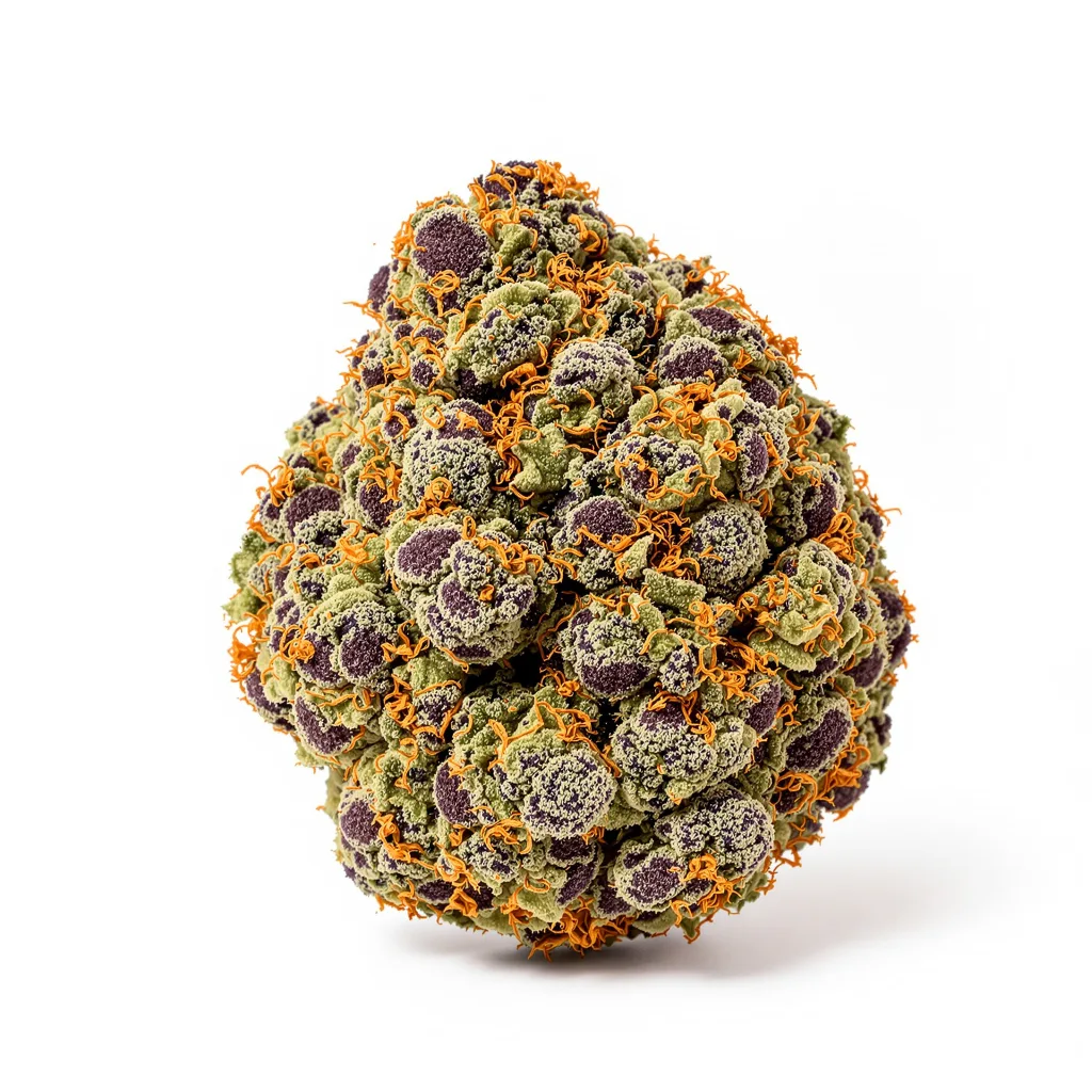 Yoda’s Brain 81% indica / 19% sativa — flor con tricomas visibles