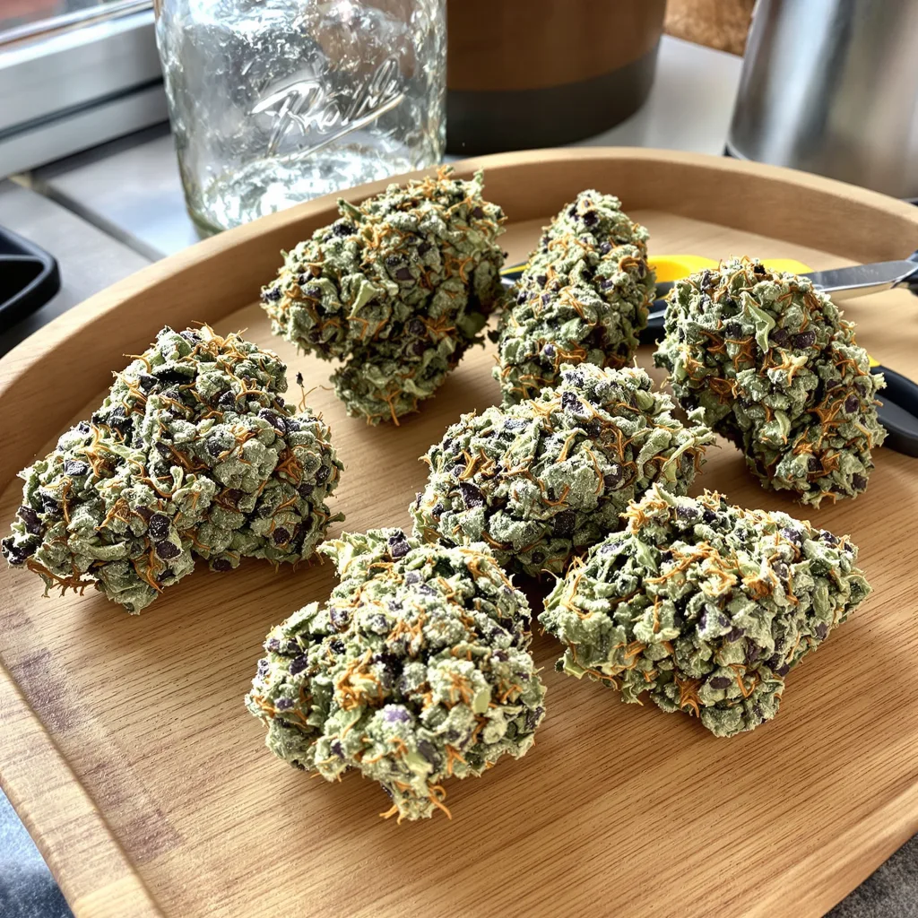 Zashimi 49% indica / 51% sativa — flor con tricomas visibles