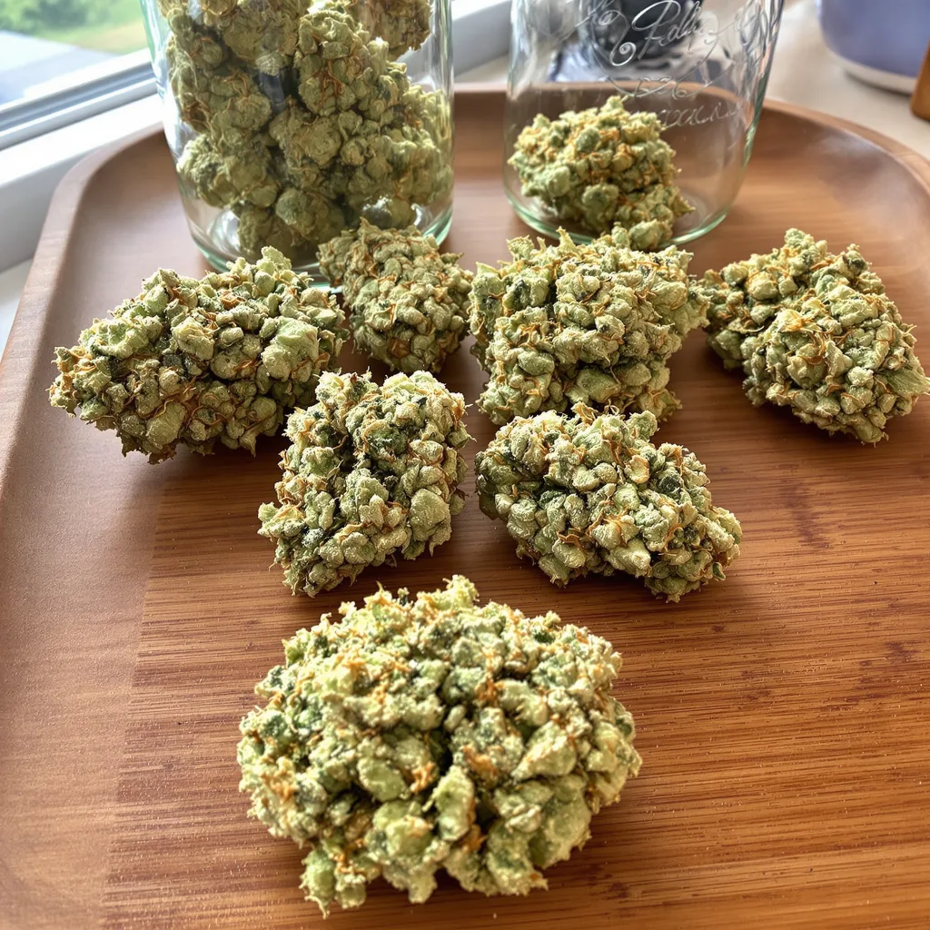 Zen CBD 51% indica / 49% sativa — flor con tricomas visibles