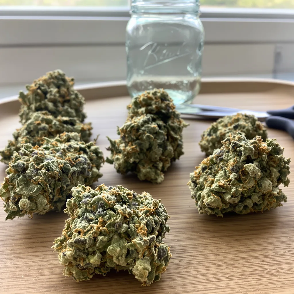 Zkittlez 59% indica / 41% sativa — flor con tricomas visibles